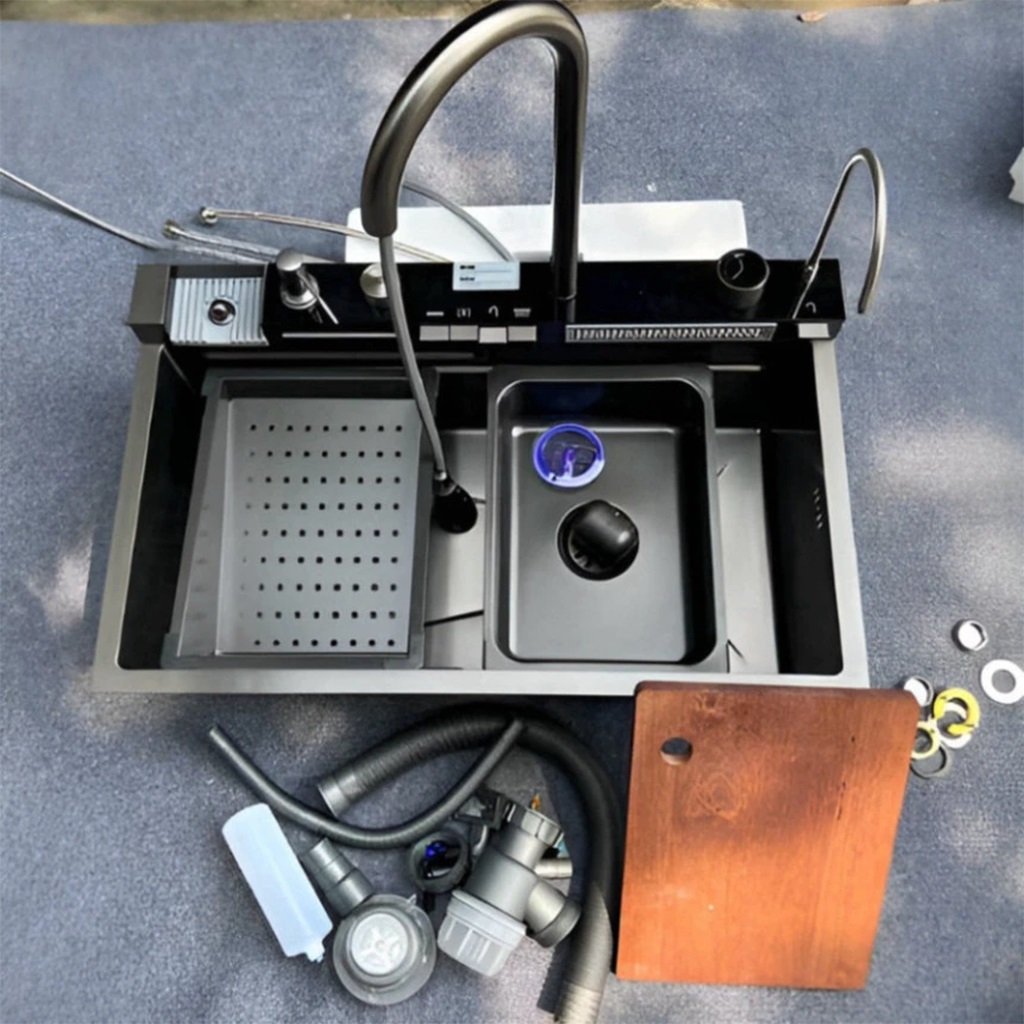 Chậu Rửa Bát 1 Hố Mart.home Nano Hiển Thị Nhiệt Độ + Vòi Lọc Nước | BH 10 Năm