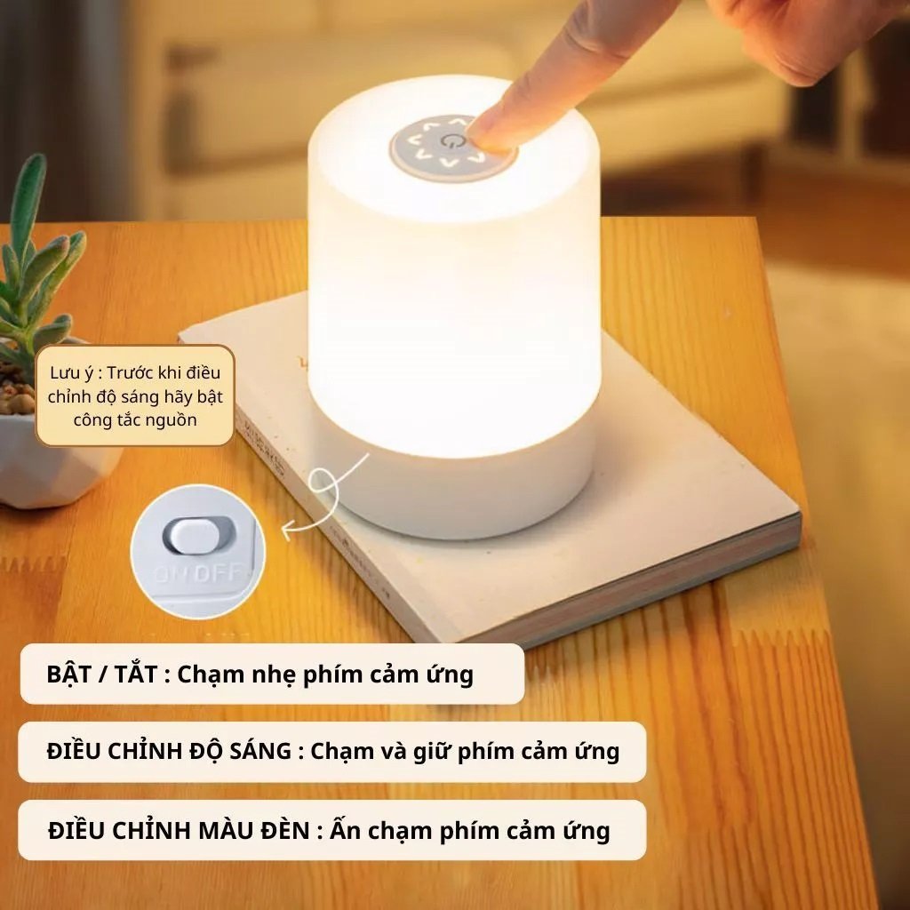 Đèn Ngủ Để Bàn Cảm Ứng 3 Màu Ánh Sáng Mini