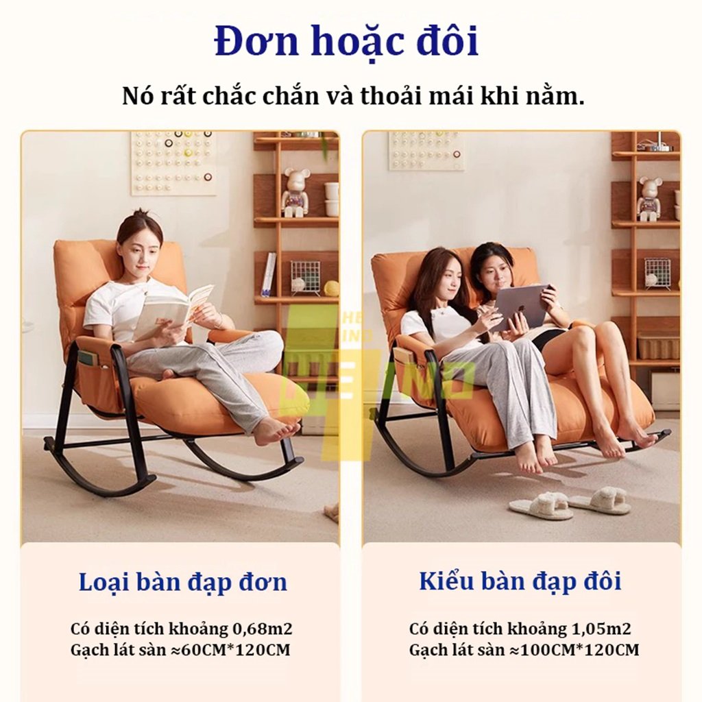 Ghế Bập Bênh Nằm Thư Giãn Da Cao Cấp