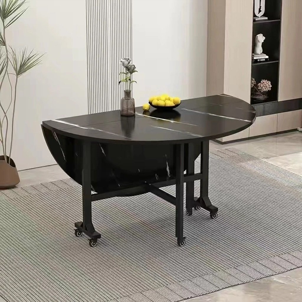 Bàn Ăn Gấp Gọn Mặt MDF Tròn Vân Đá