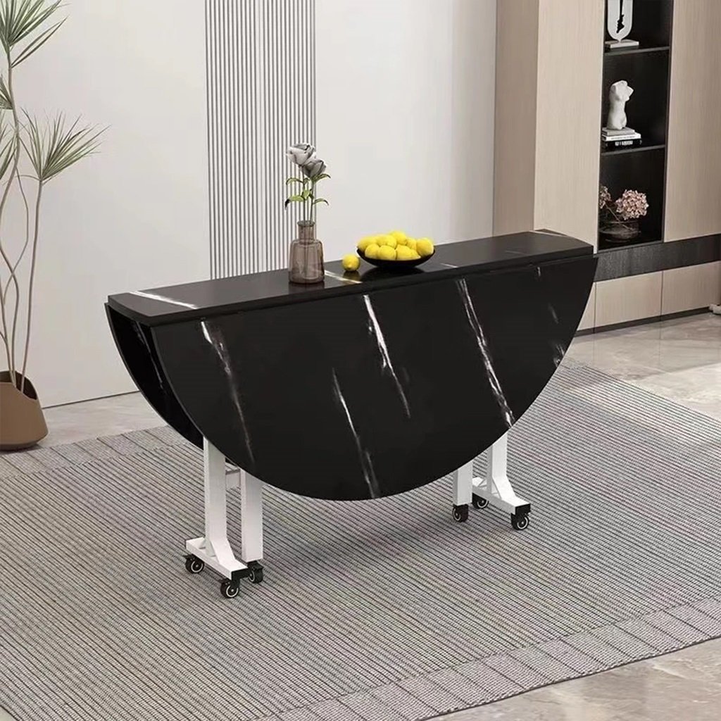 Bàn Ăn Gấp Gọn Mặt MDF Tròn Vân Đá