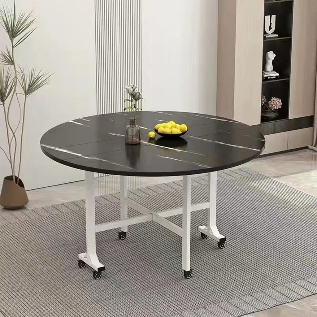 Bàn Ăn Gấp Gọn Mặt MDF Tròn Vân Đá