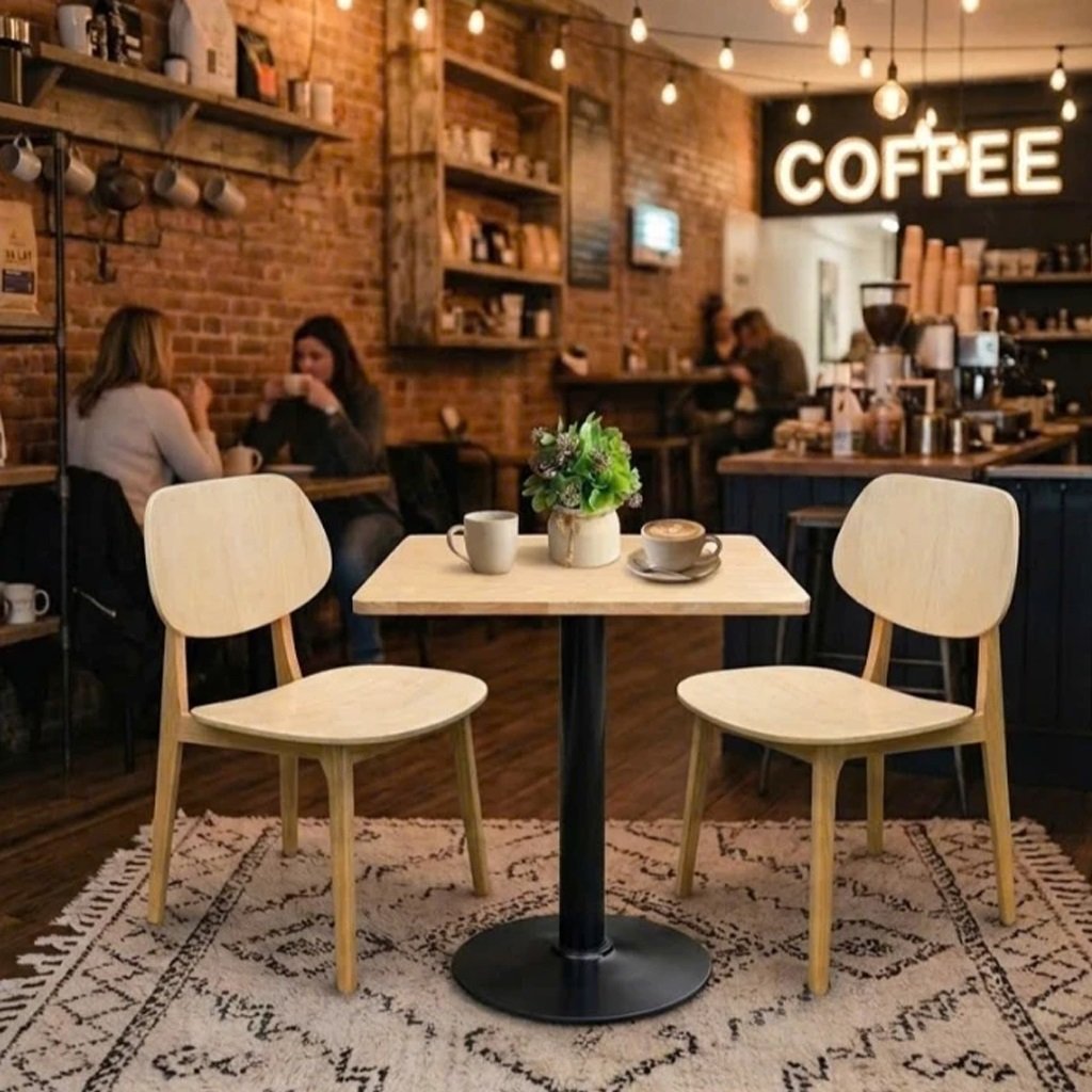 Bàn ghế cafe chân sắt mặt gỗ