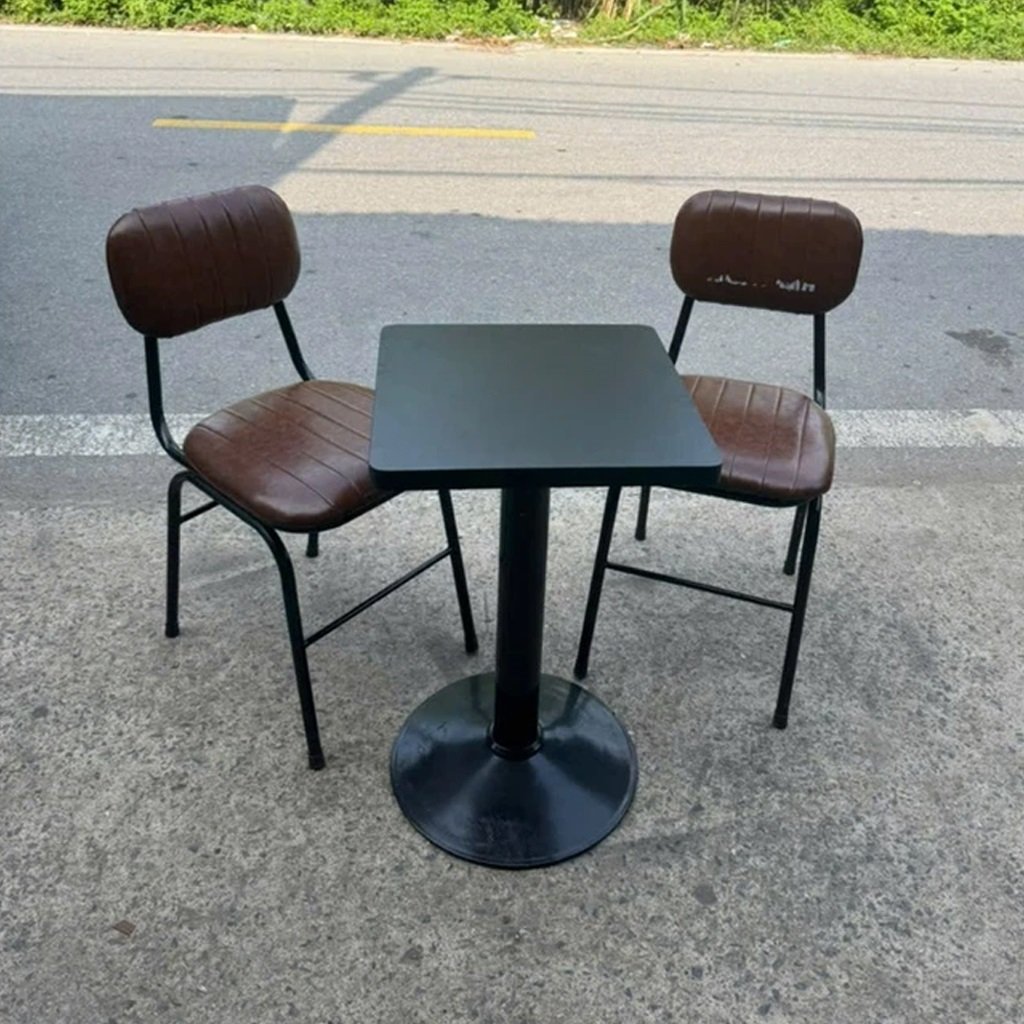 Bàn ghế cafe chân sắt mặt gỗ