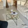 Bàn Trà Sofa Kính Cường Lực Hình Oval Katee Table