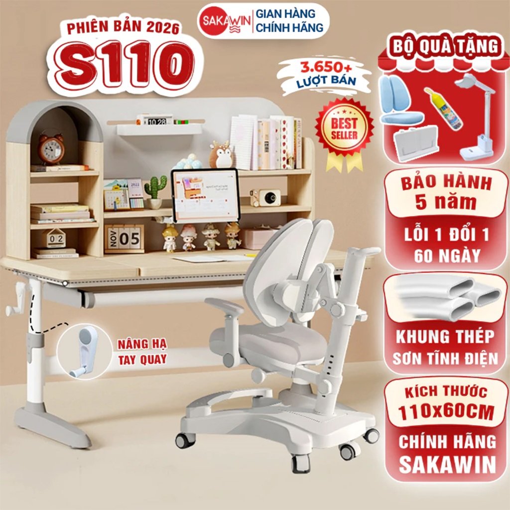 Bộ Bàn Học Cho Bé Sakawin S110 Điều Chỉnh Chiều Cao