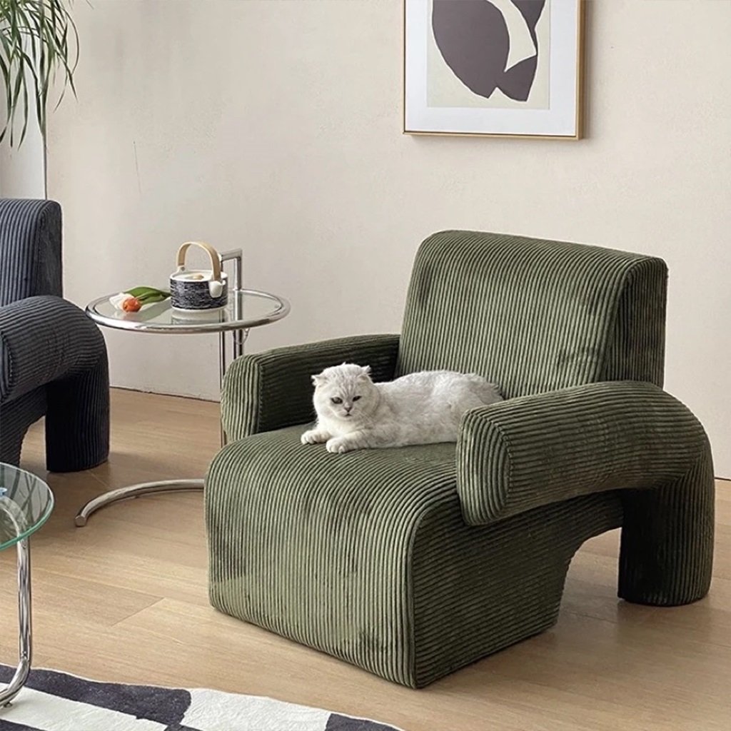 Ghế Armchair Phòng Khách Sang Trọng Coduroy