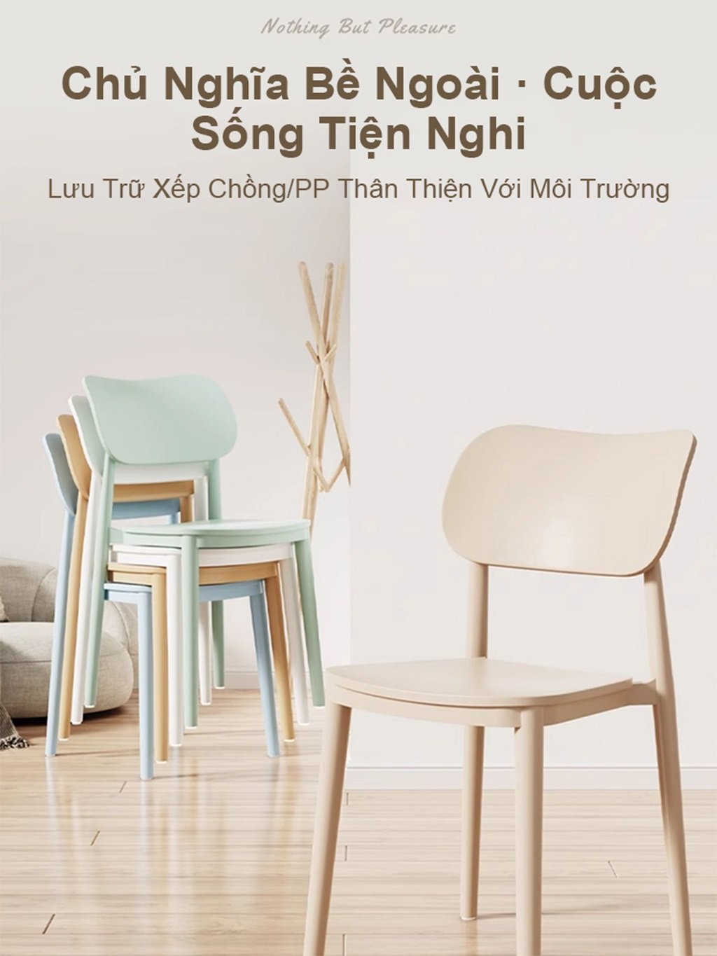 Ghế Cafe Ngoài Trời Nhựa Đúc Xếp Chồng