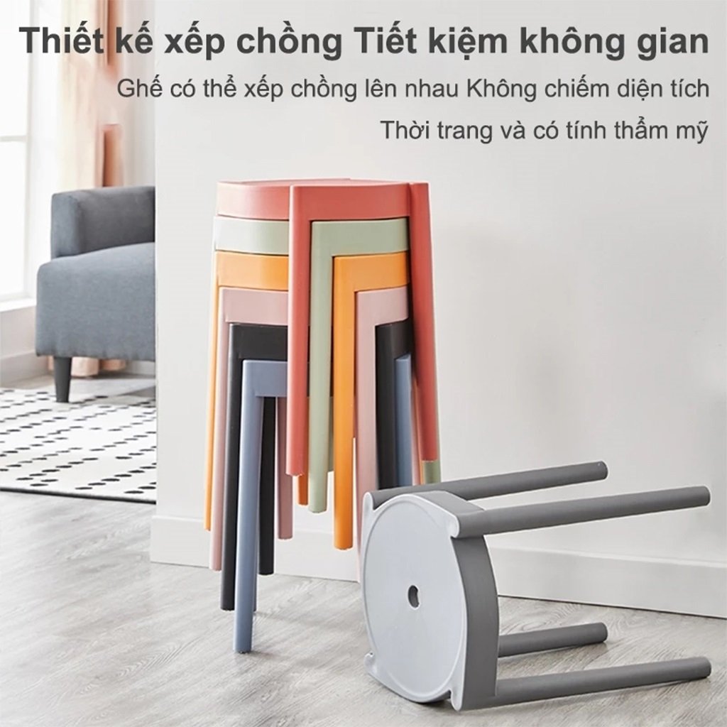 Ghế Đẩu Nhựa Xếp Chồng PlasLiving