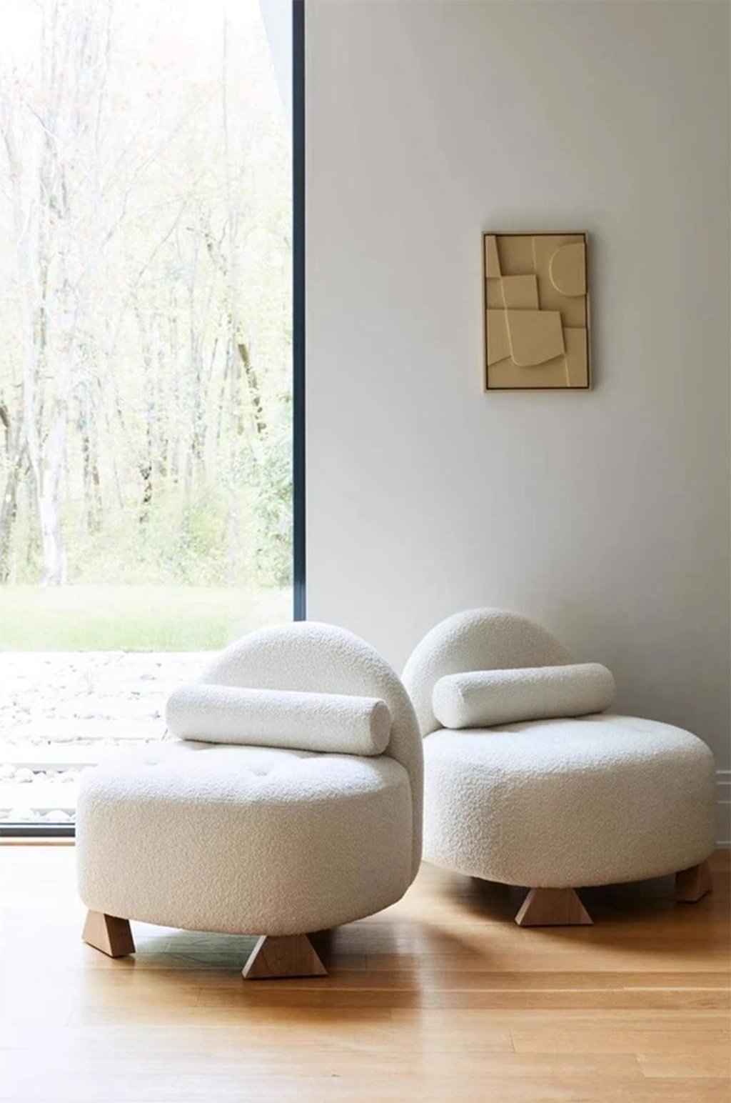 Ghế Đôn Phòng Khách Vải Lông Cừu Club Chair