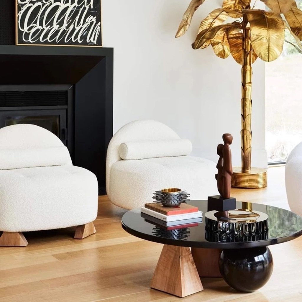 Ghế Đôn Phòng Khách Vải Lông Cừu Club Chair