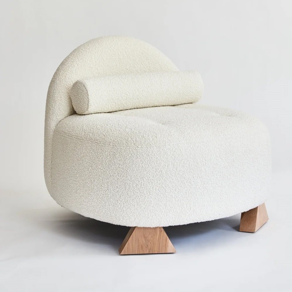 Ghế Đôn Phòng Khách Vải Lông Cừu Club Chair