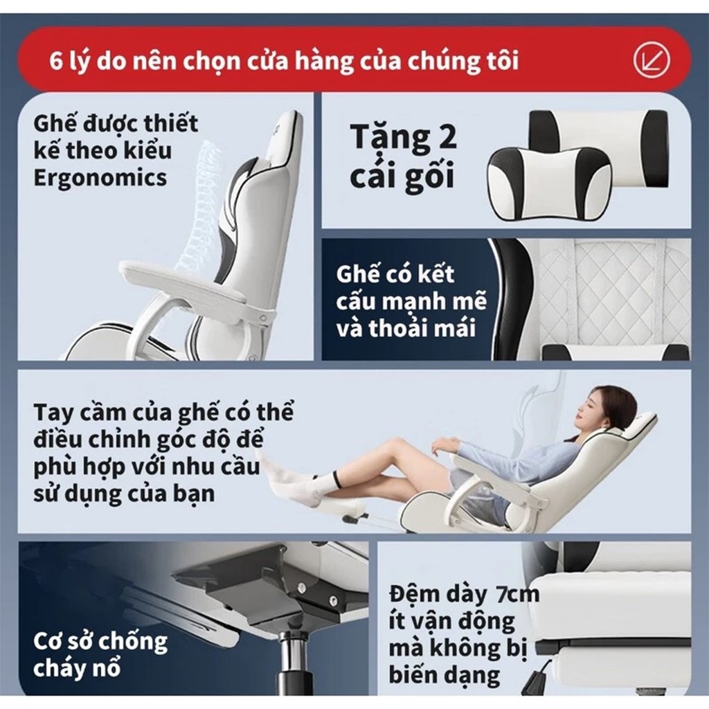 Ghế Ngồi Chơi Game Chuẩn Công Thái Học Vova Gaming Chair
