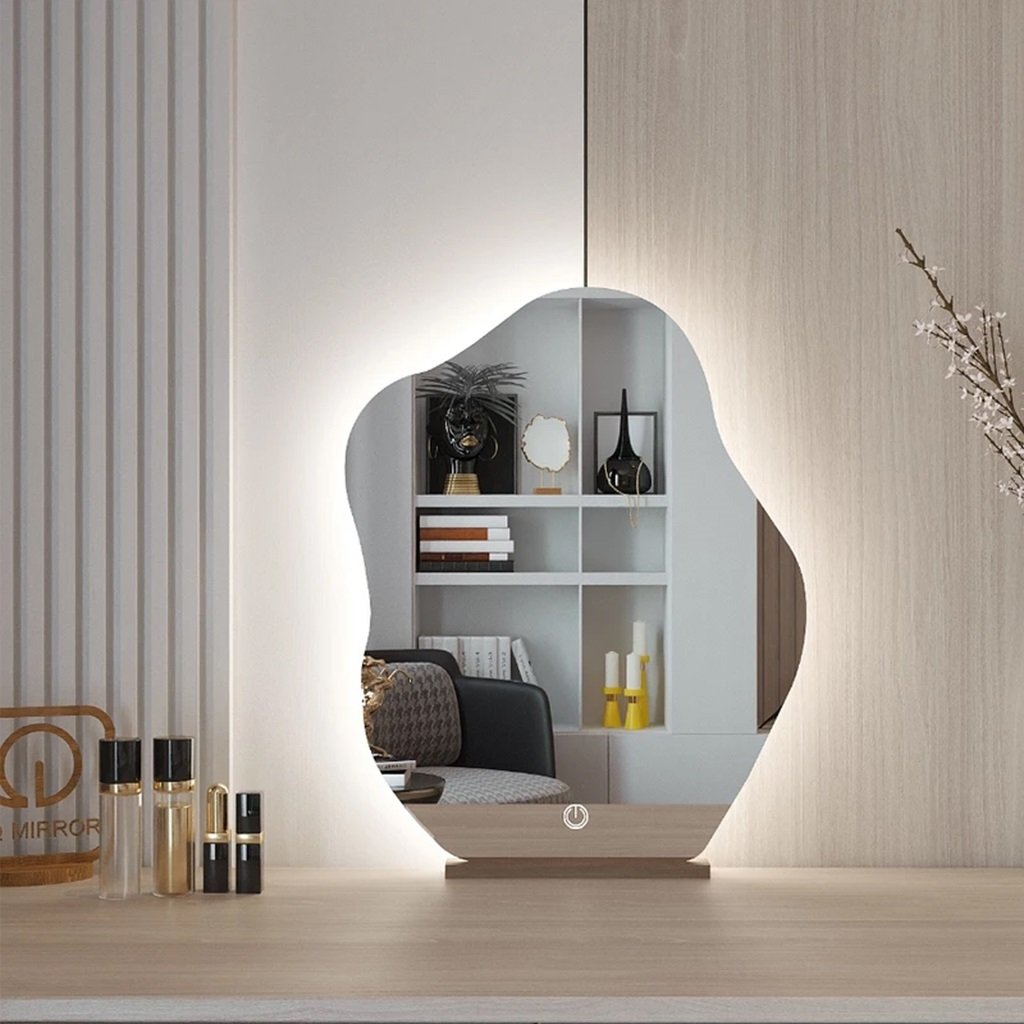 Gương Bàn Trang Điểm Cảm Ứng Đèn Led 3 Màu GĐB01