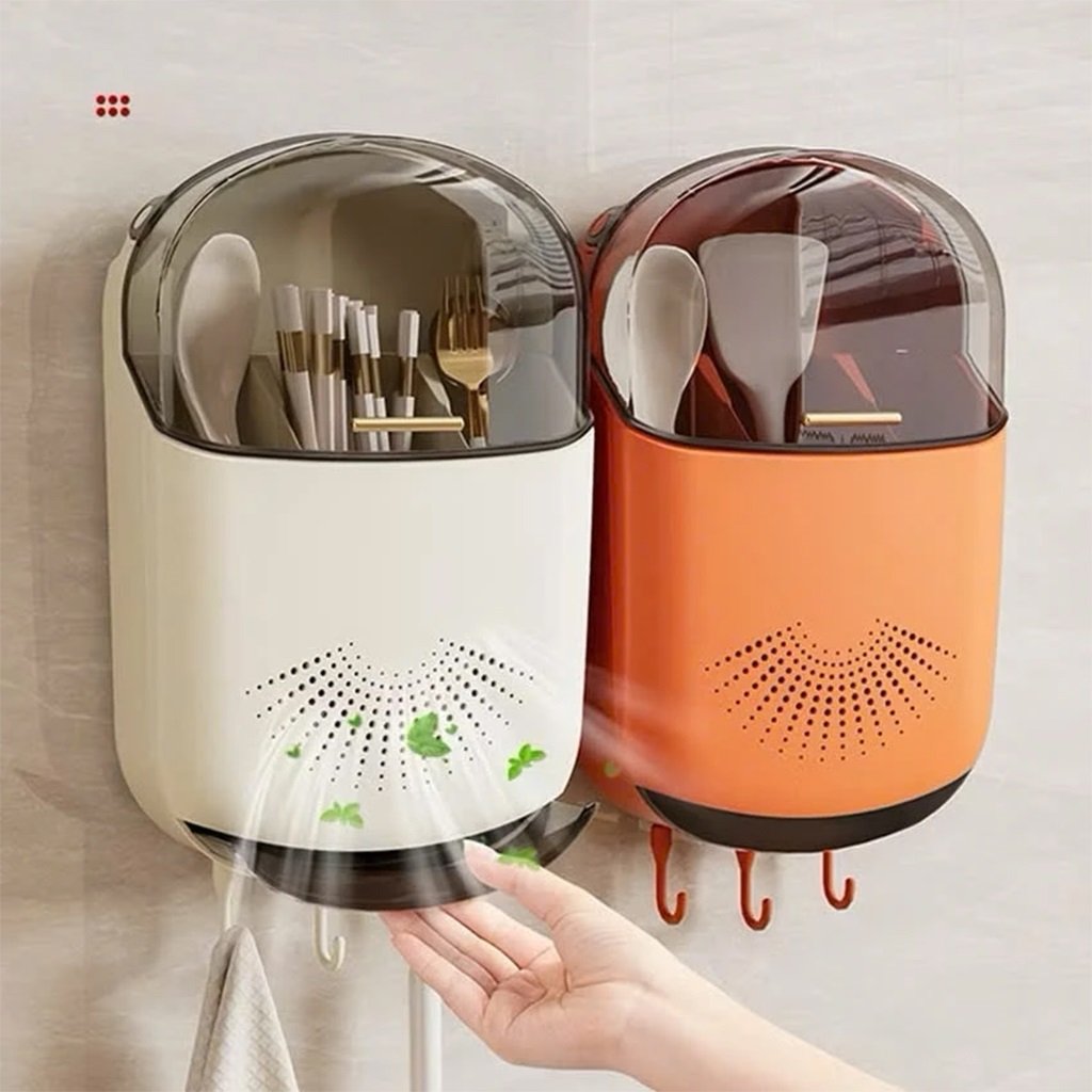 Hộp Ống Đựng Đũa Treo Tường Chống Bụi Đa Năng