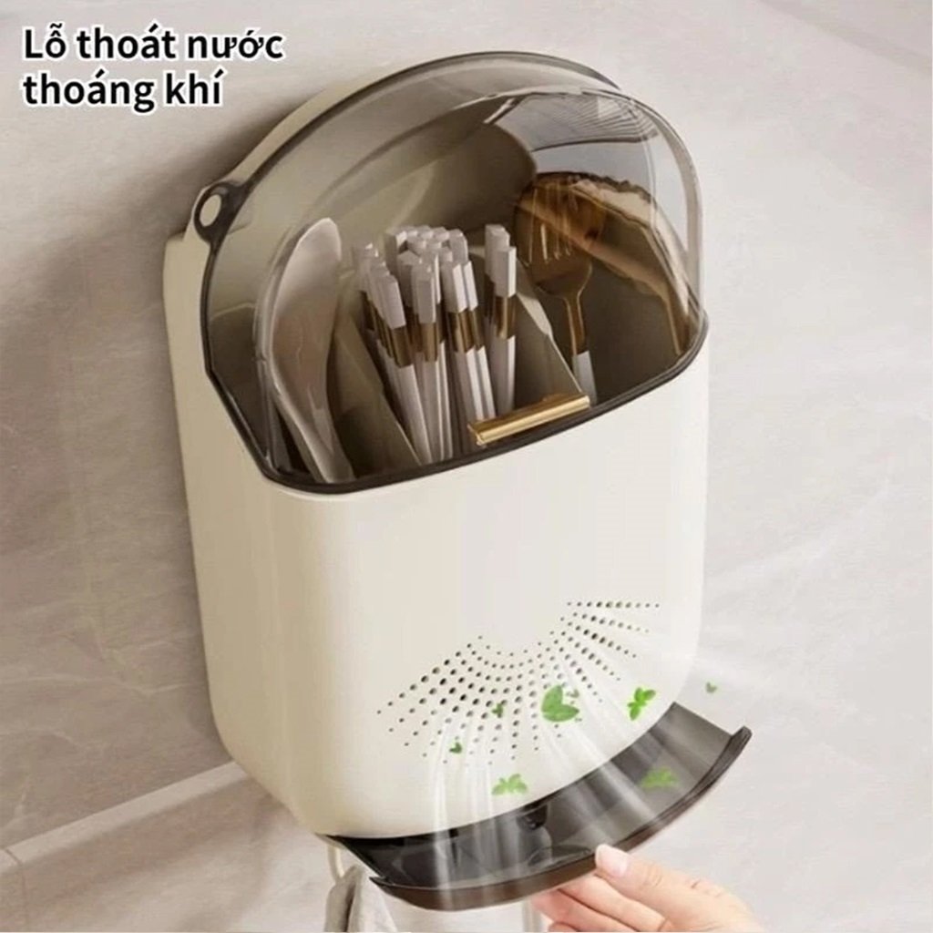 Hộp Ống Đựng Đũa Treo Tường Chống Bụi Đa Năng