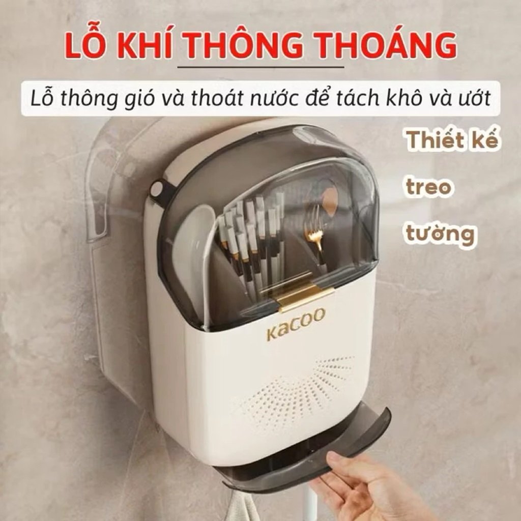 Hộp Ống Đựng Đũa Treo Tường Chống Bụi Đa Năng