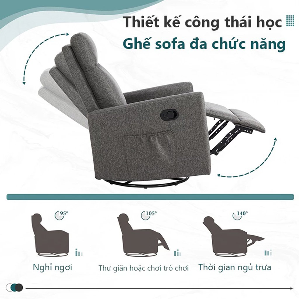 Sofa Đơn Thư Giãn Phòng Khách Xoay 360 Độ