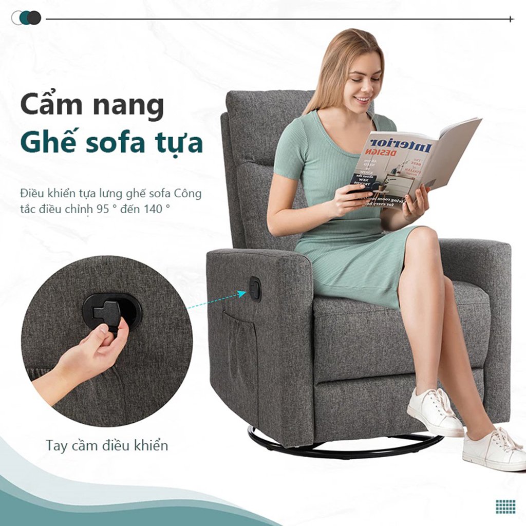 Sofa Đơn Thư Giãn Phòng Khách Xoay 360 Độ