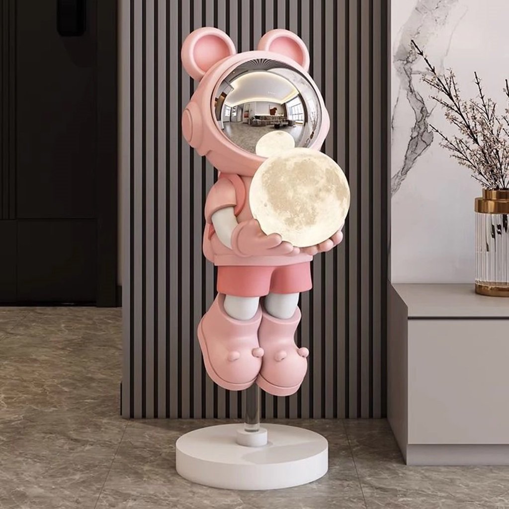 Tượng Decor Gấu Bearbrick Đèn Mặt Trăng Đa Sắc