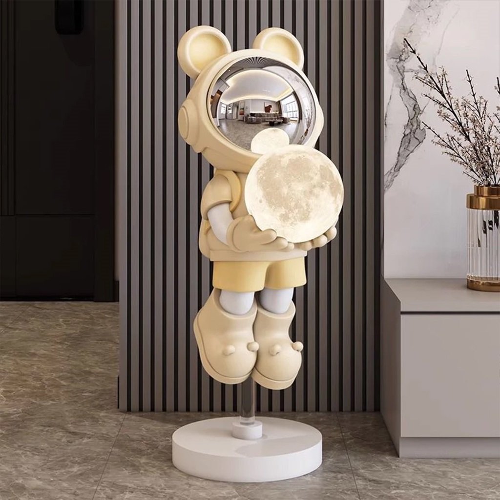 Tượng Decor Gấu Bearbrick Đèn Mặt Trăng Đa Sắc