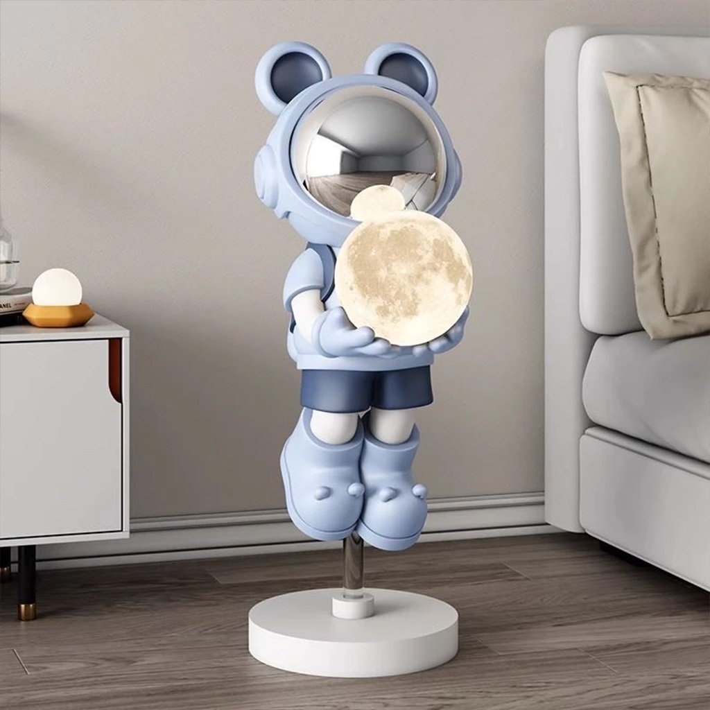 Tượng Decor Gấu Bearbrick Đèn Mặt Trăng Đa Sắc