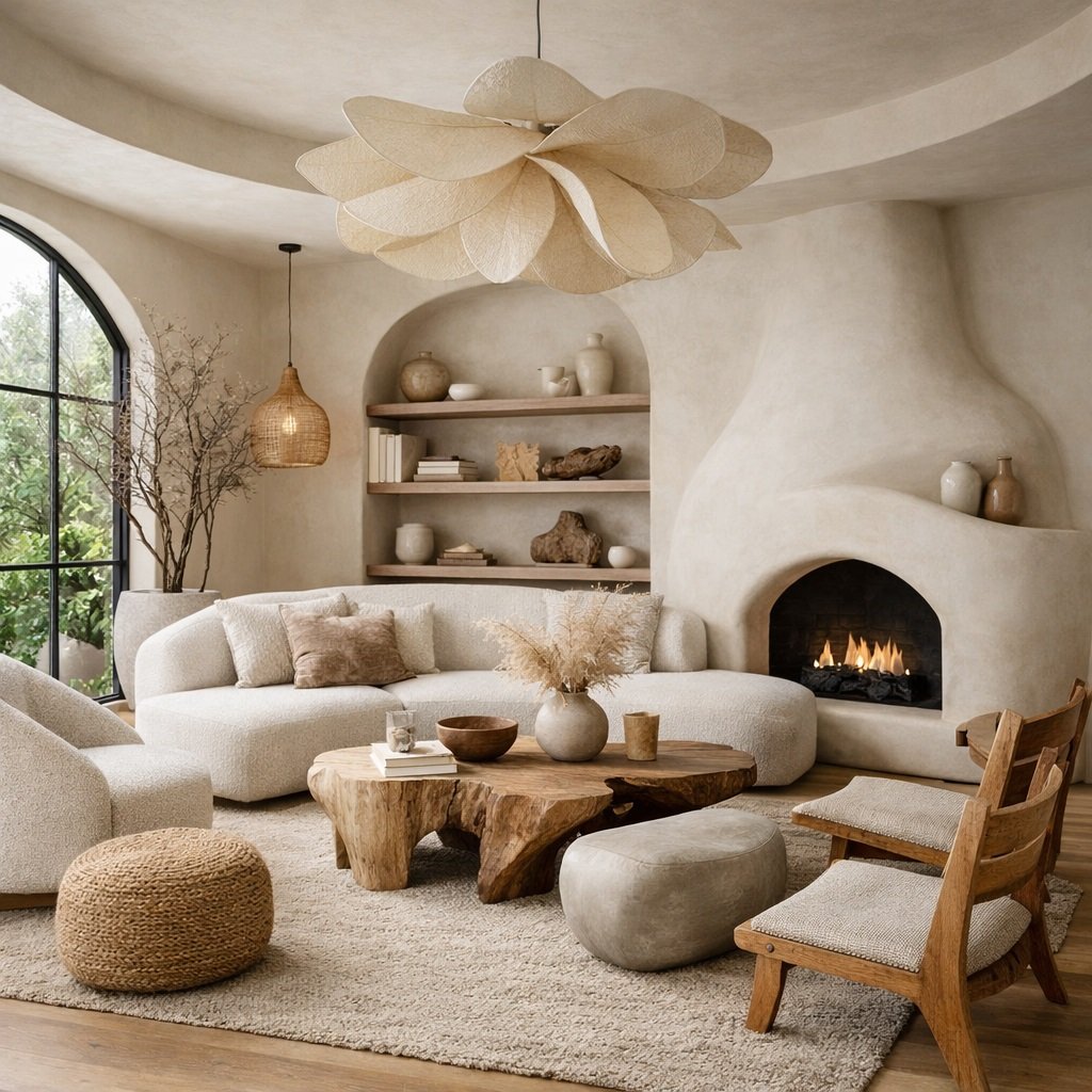 Phòng khách phong cách nội thất Organic Modern