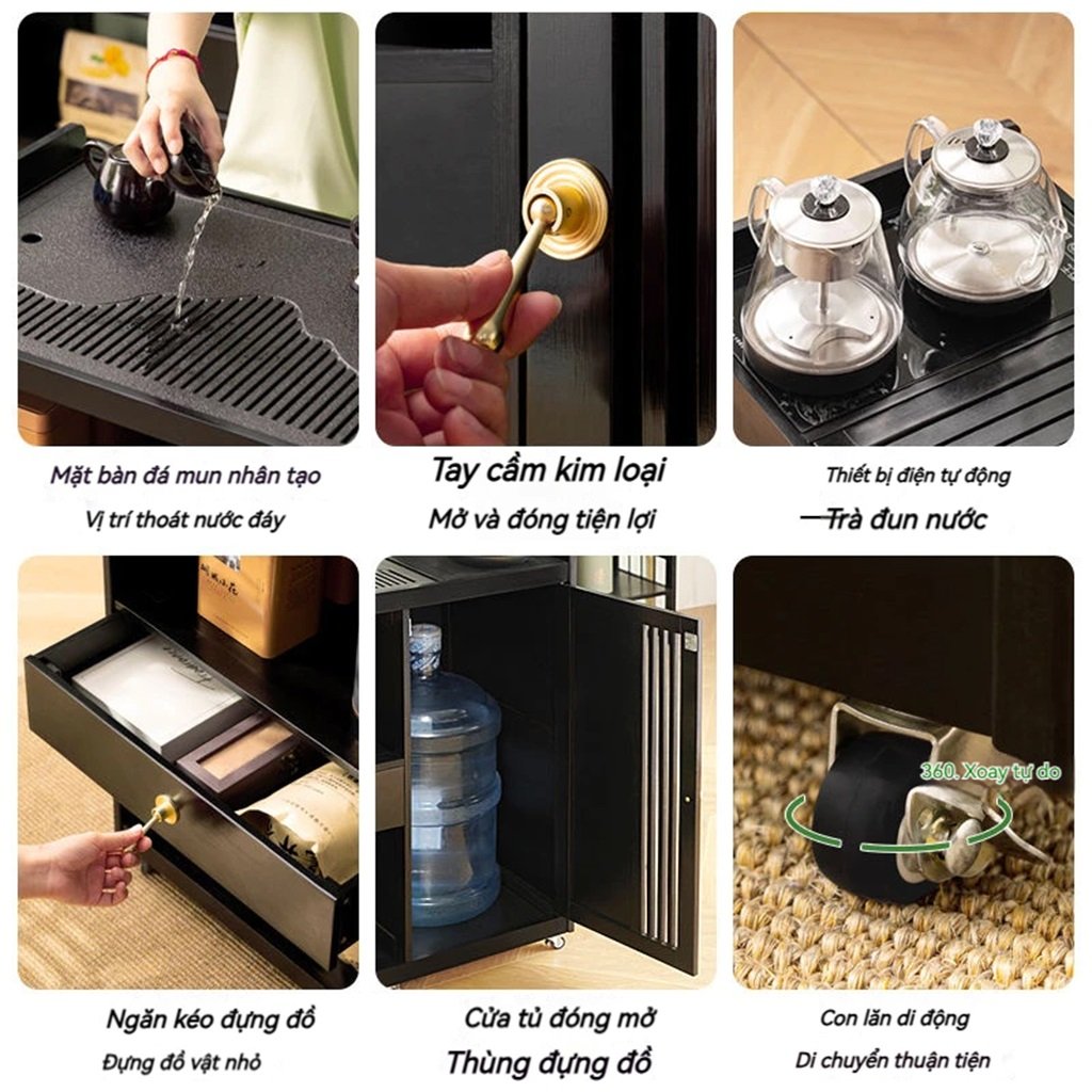 Bàn Trà Cao Cấp Di Động Kèm Tủ Trà Sang Trọng