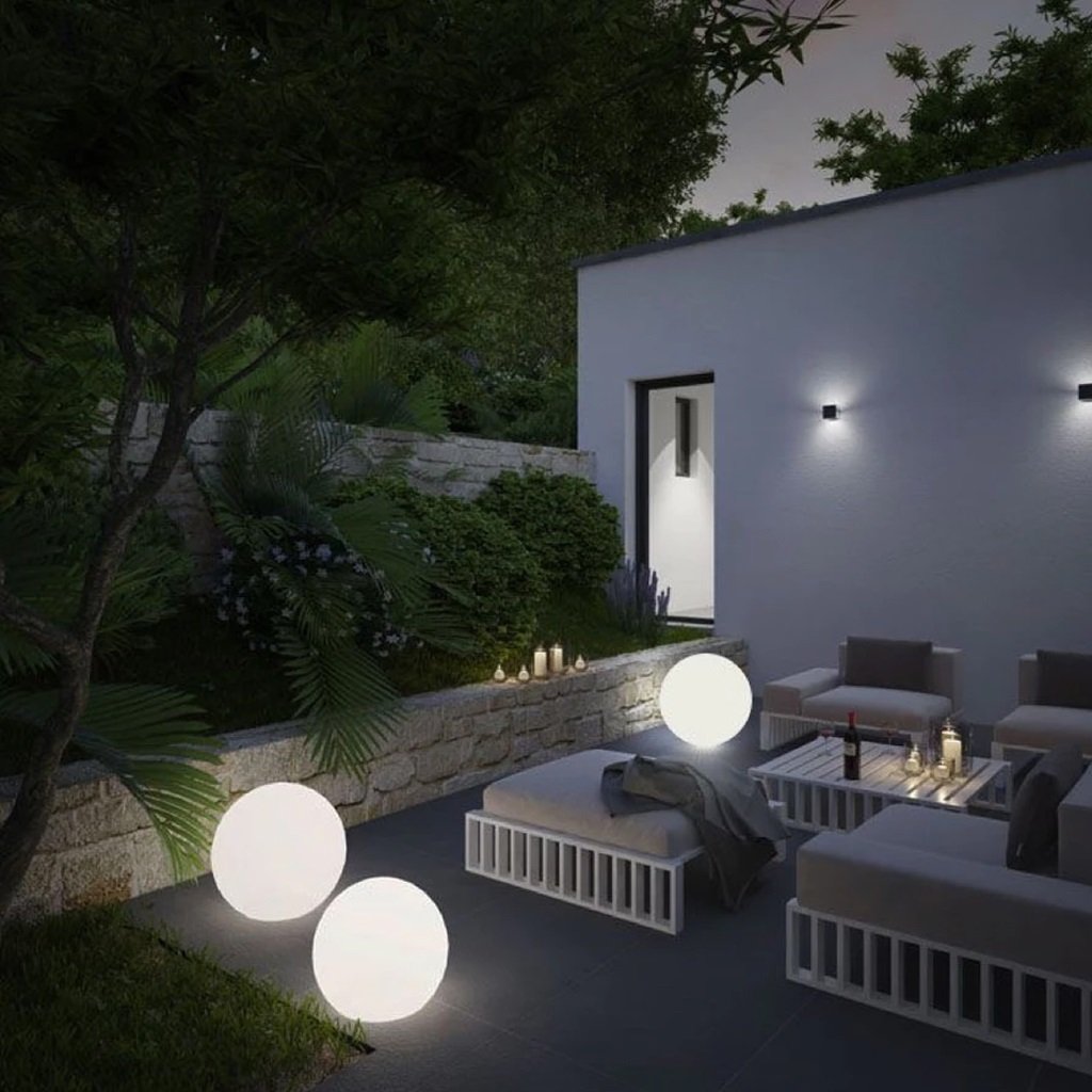 Đèn Led Trang Trí Sân Vườn Hình Quả Cầu Chống Thấm Nước