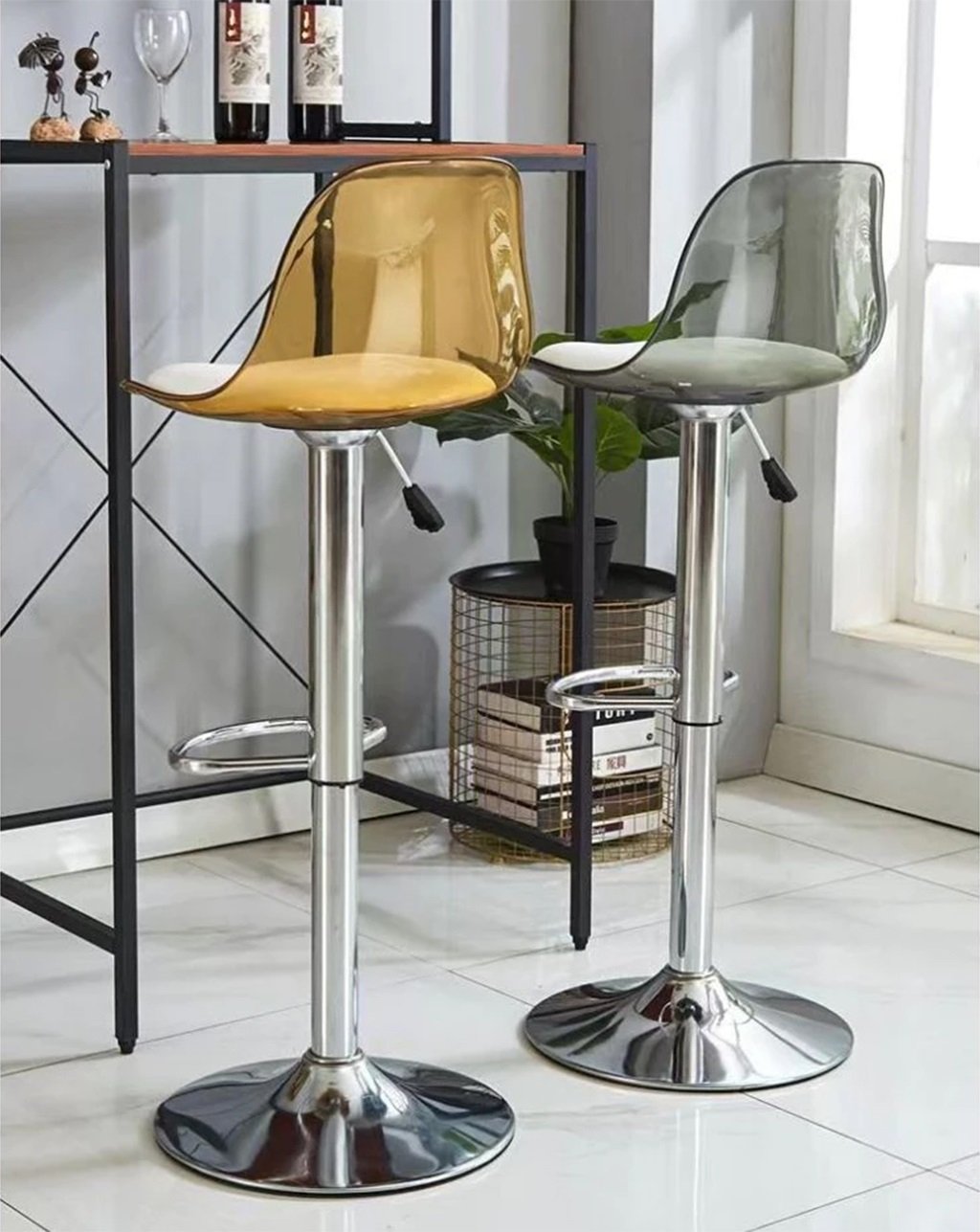 Ghế Quầy Bar Nâng Hạ Mặt Nhựa Trong Suốt