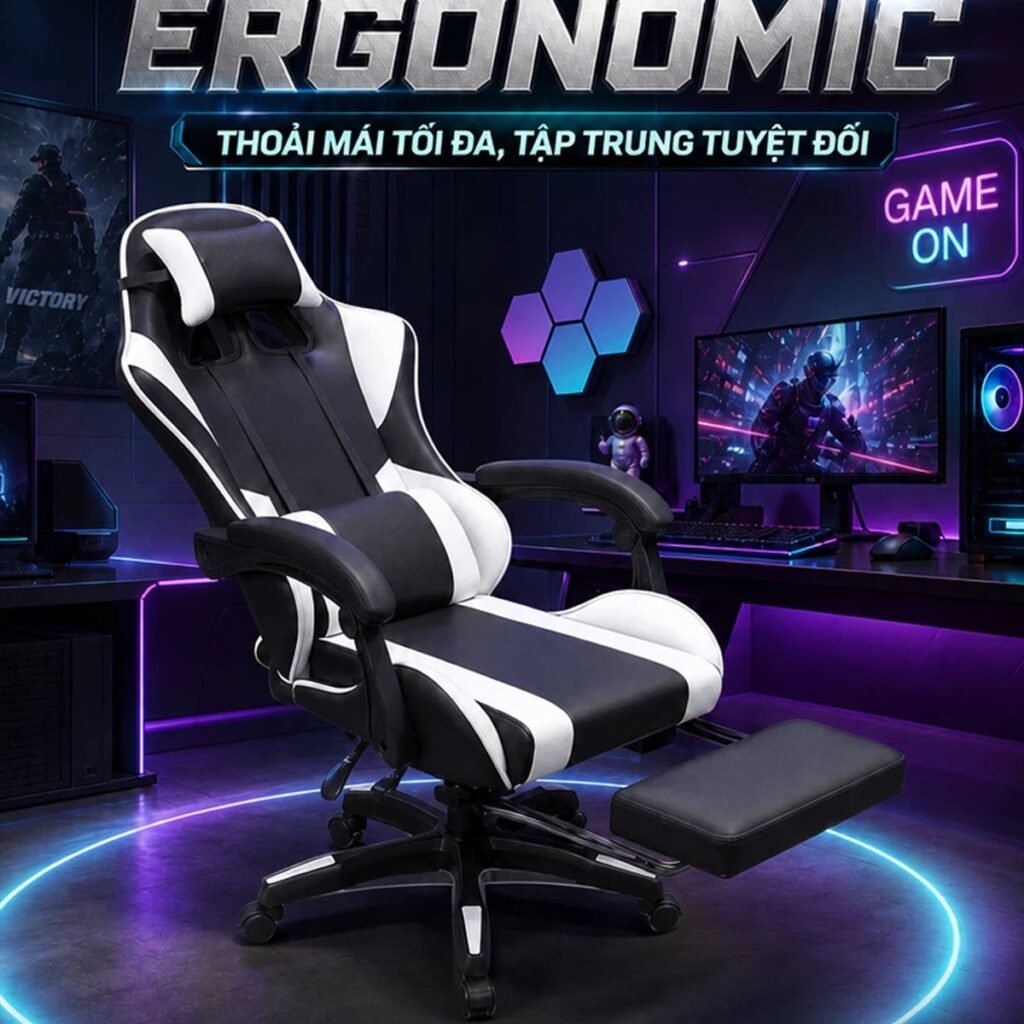 Ghế Gaming Công Thái Học AIODIY, Đệm Latex 8cm, Ngả Lưng