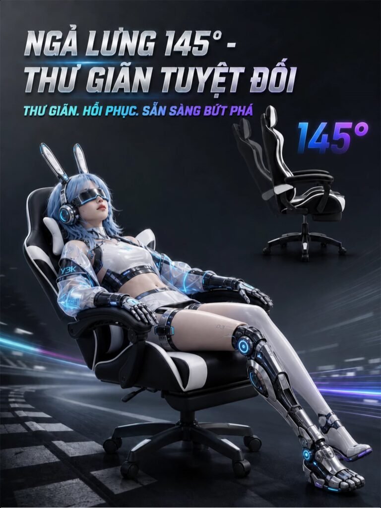 Ghế Gaming Công Thái Học AIODIY, Đệm Latex 8cm, Ngả Lưng