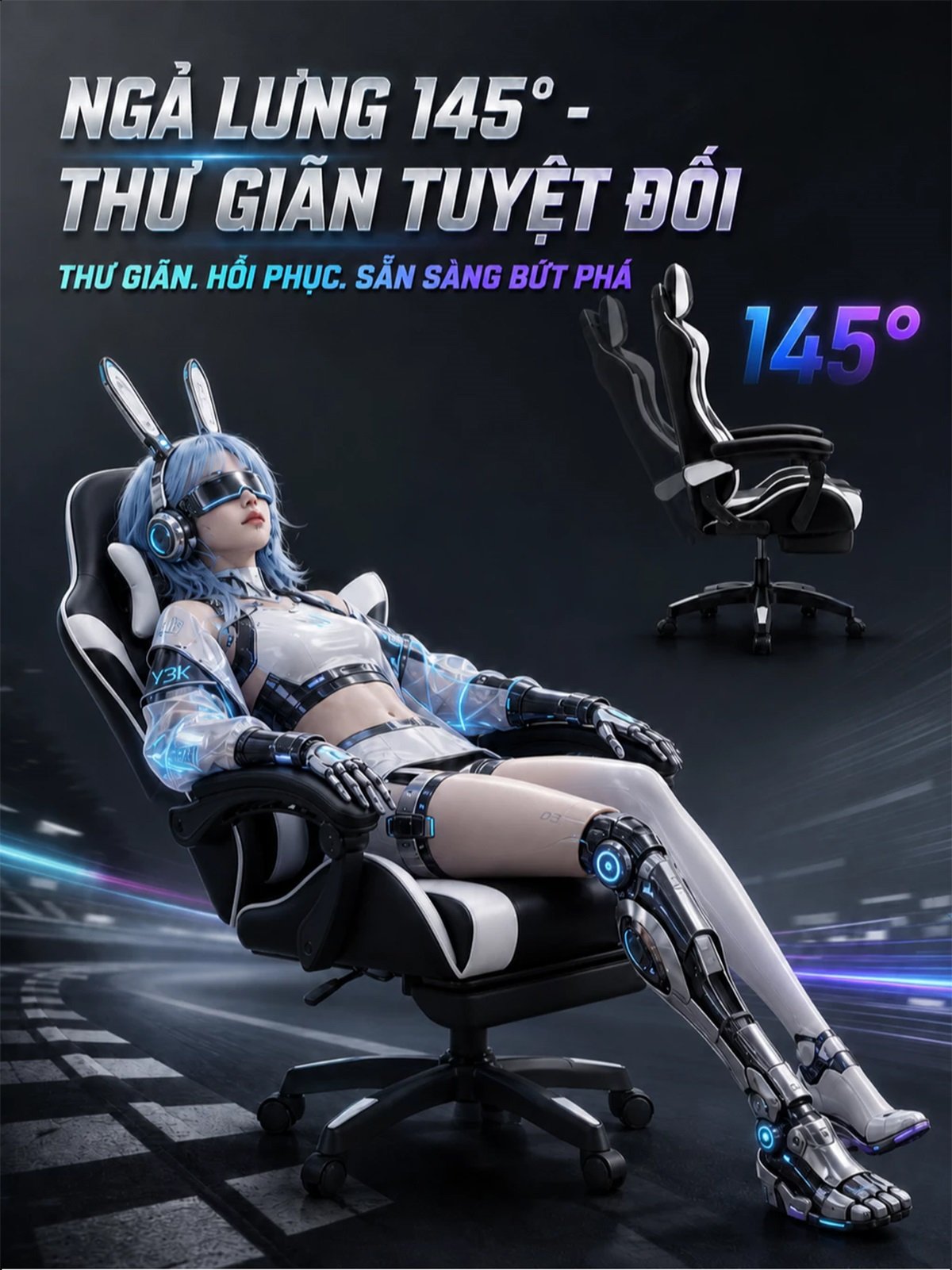 Ghế Gaming Công Thái Học AIODIY, Đệm Latex 8cm, Ngả Lưng
