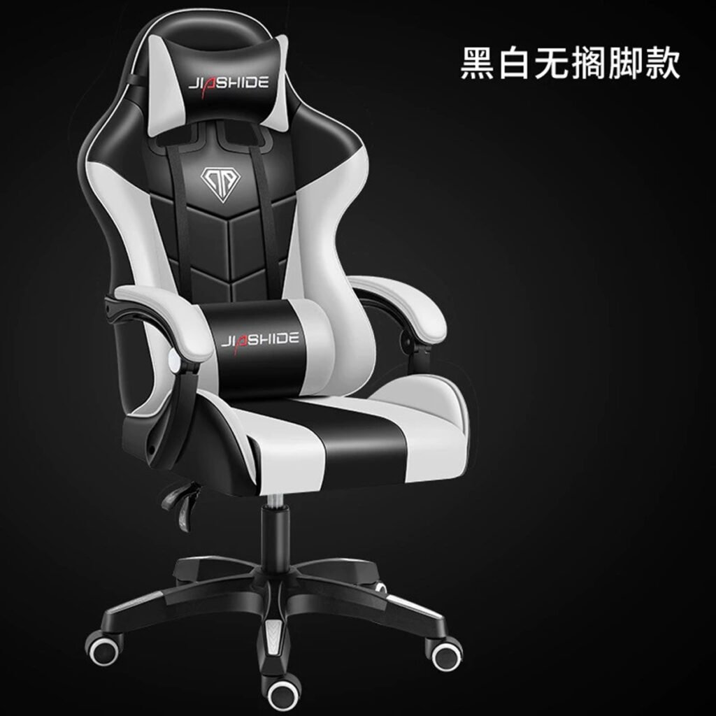 Ghế Gaming Công Thái Học Ngả Lưng, Đệm Da PU, Gối Đầu Lưng, Xoay 360 Độ, Tùy Chọn Gác Chân