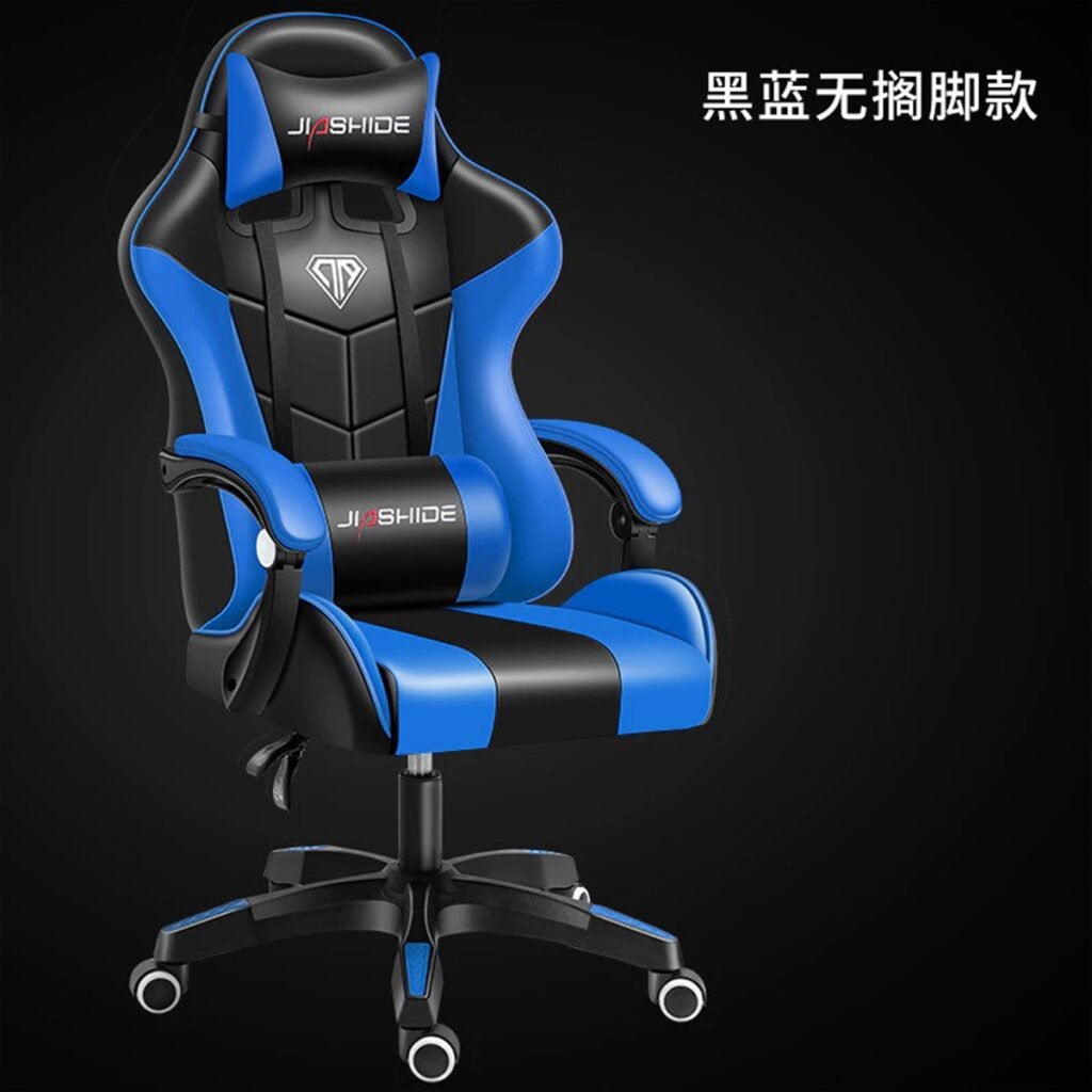 Ghế Gaming Công Thái Học Ngả Lưng, Đệm Da PU, Gối Đầu Lưng, Xoay 360 Độ, Tùy Chọn Gác Chân