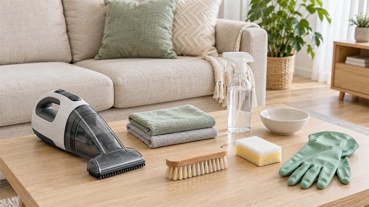 Bộ dụng cụ vệ sinh sofa vải tại nhà