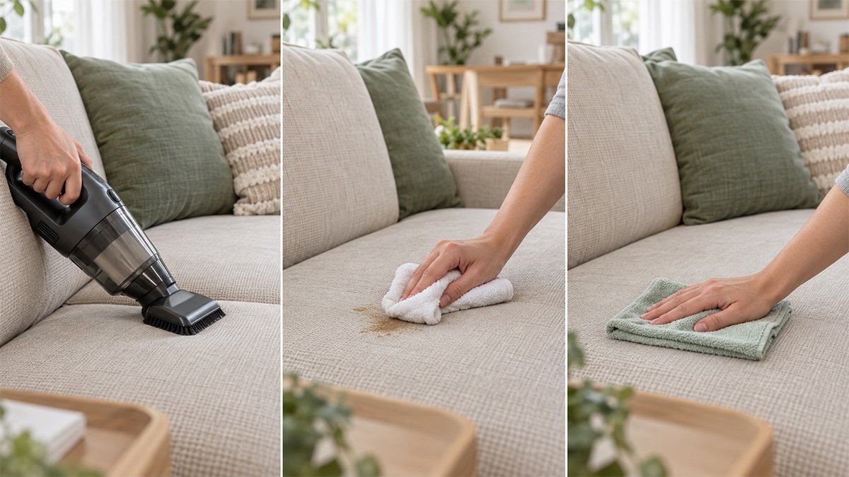 Quy trình hút bụi và làm sạch sofa vải tại nhà