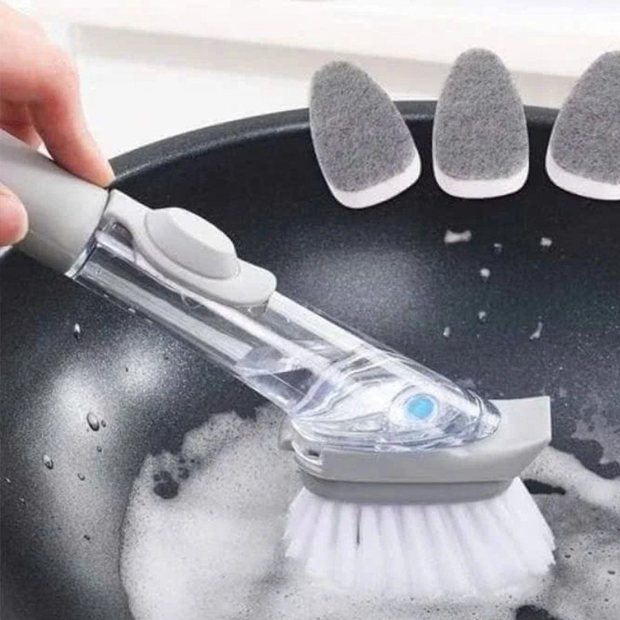Bàn Chải Cọ Rửa Nhà Bếp Đa Năng Có Bình Chứa Nước Rửa Chén
