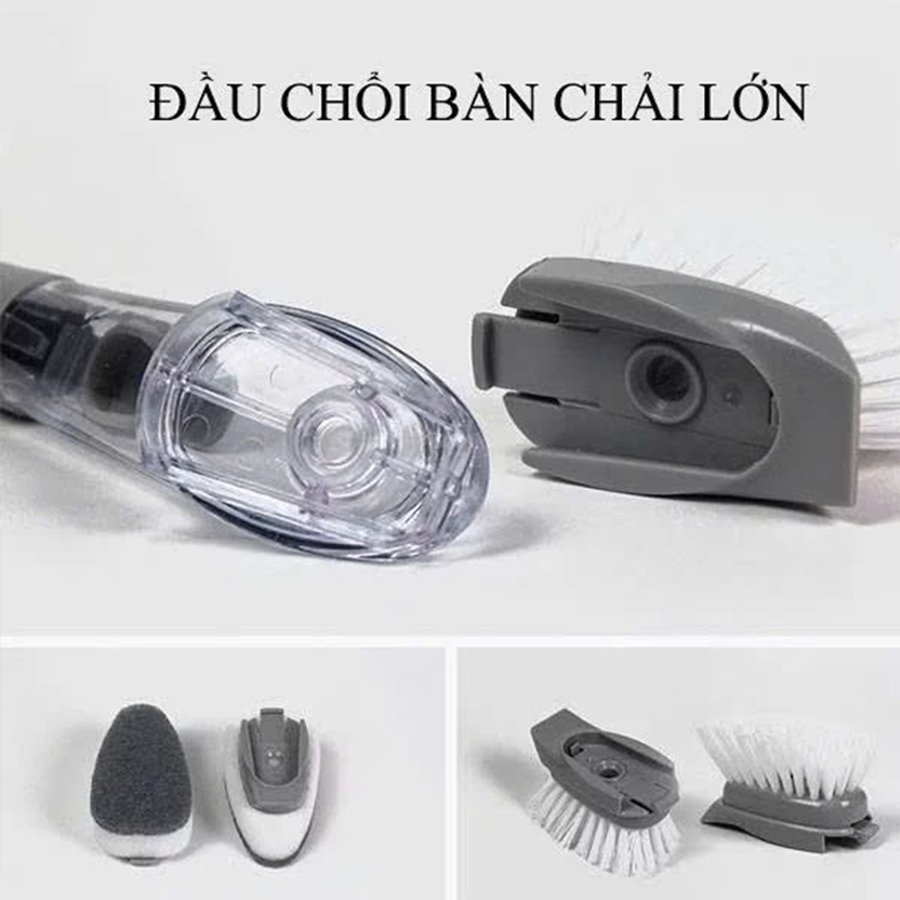 Bàn Chải Cọ Rửa Nhà Bếp Đa Năng Có Bình Chứa Nước Rửa Chén