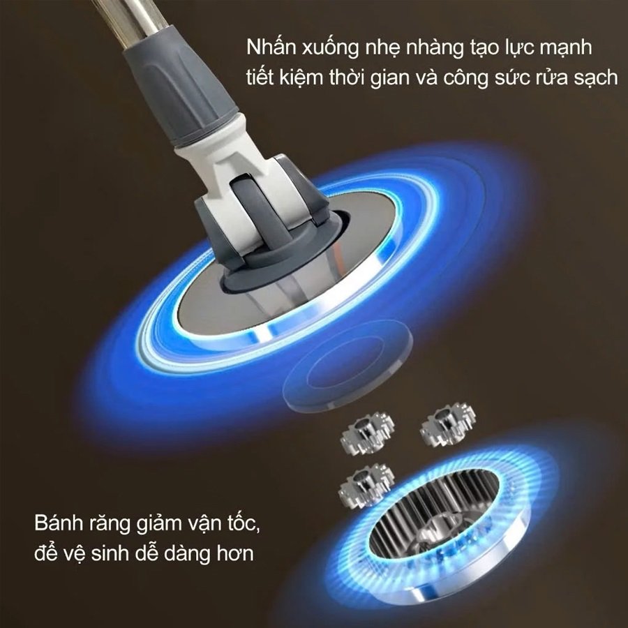 Bộ Cây Lau Nhà Xoay 360 Độ Kèm Thùng Vắt Inox