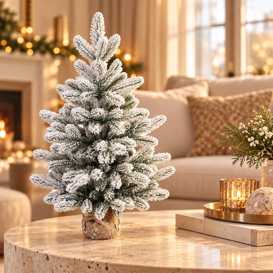 Cây Thông Noel Mini Phủ Tuyết Trắng Để Bàn