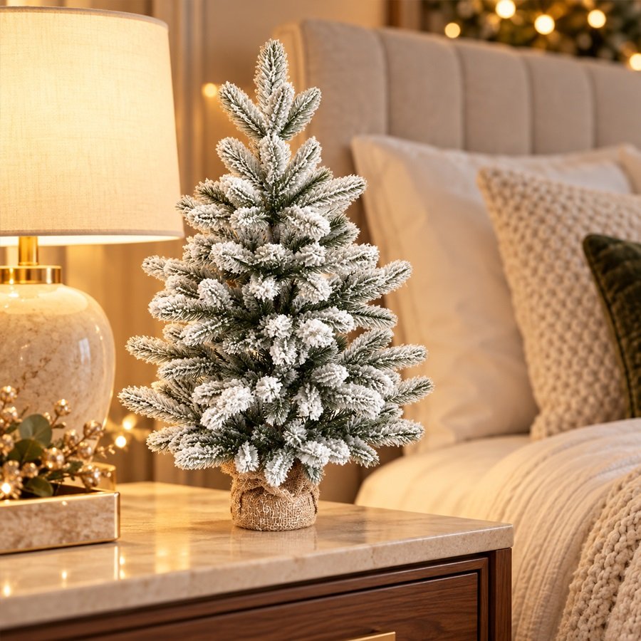 Cây Thông Noel Mini Phủ Tuyết Trắng Để Bàn
