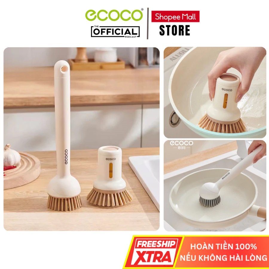 Cọ Rửa Xoong Nồi ECOCO Tích Hợp Bình Đựng Nước Rửa Chén