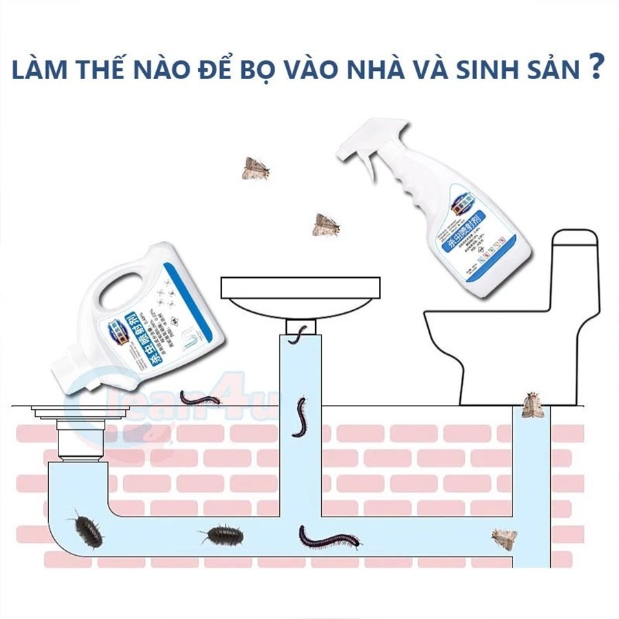 Dung Dịch Diệt Côn Trùng Lỗ Thoát Sàn Nhà Tắm, Nhà Bếp 500ml