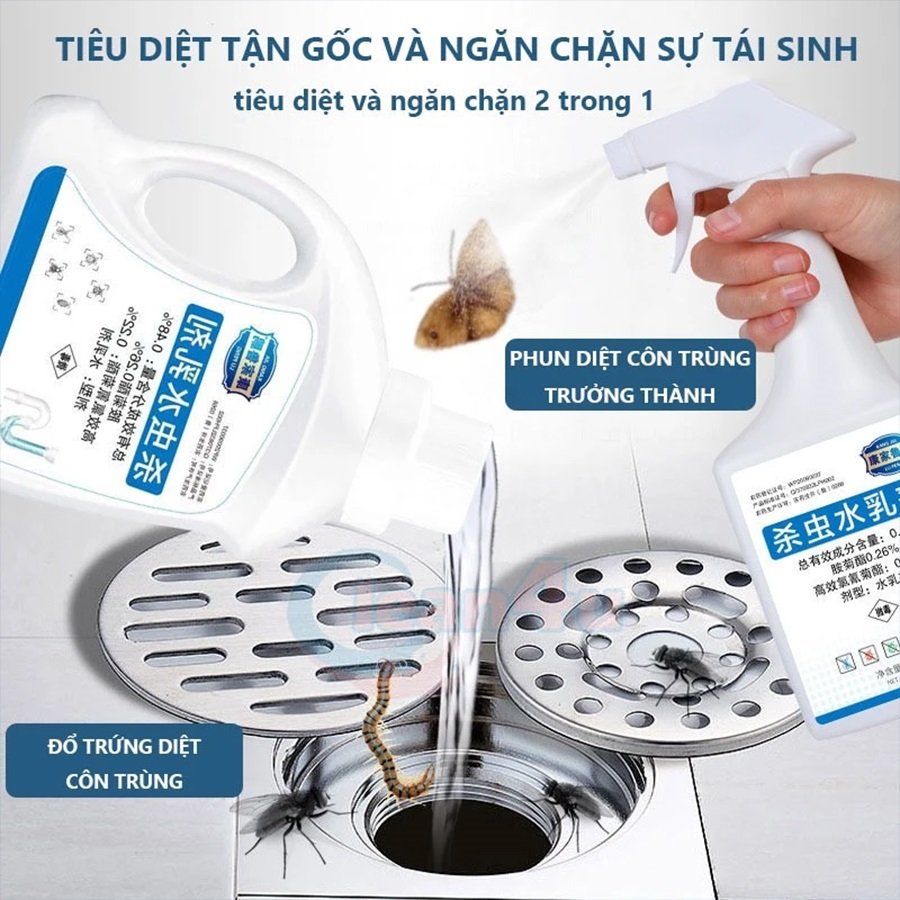 Dung Dịch Diệt Côn Trùng Lỗ Thoát Sàn Nhà Tắm, Nhà Bếp 500ml