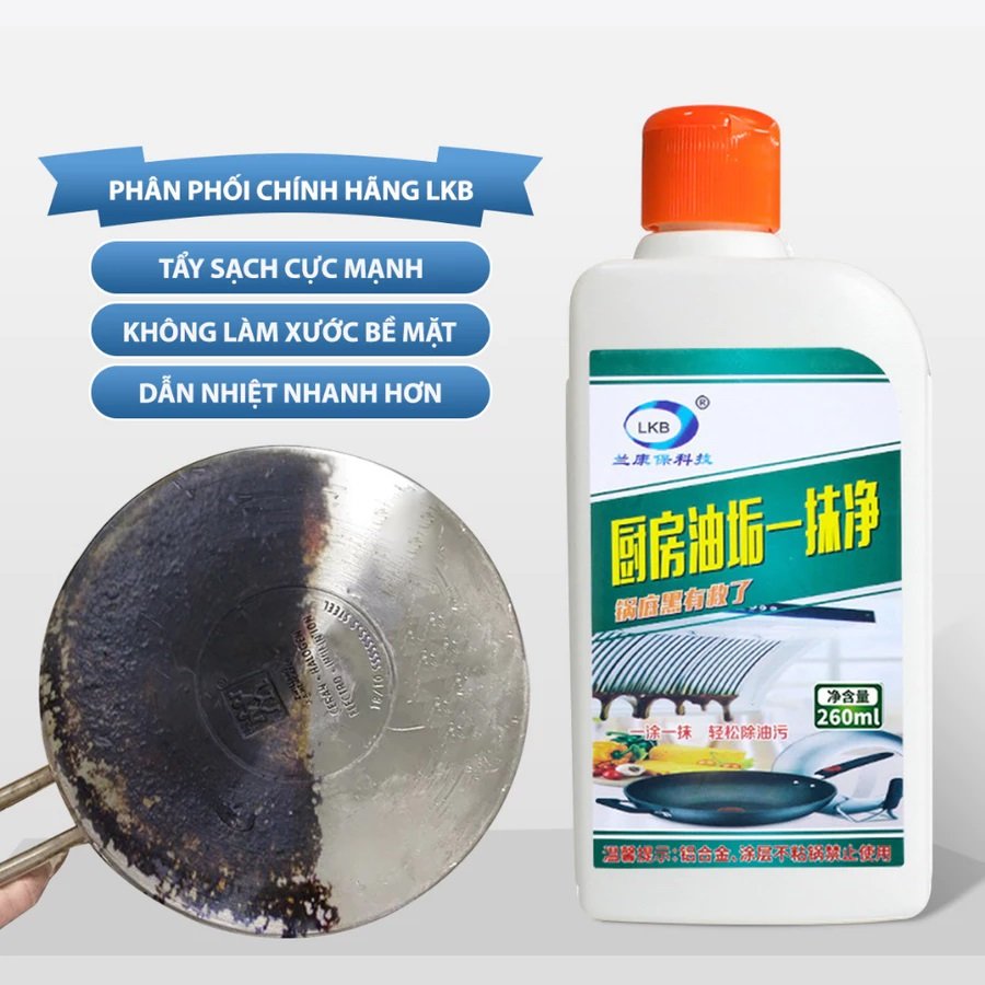 Dung Dịch Tẩy Cặn Cháy Đáy Nồi Chảo LKB 260ml