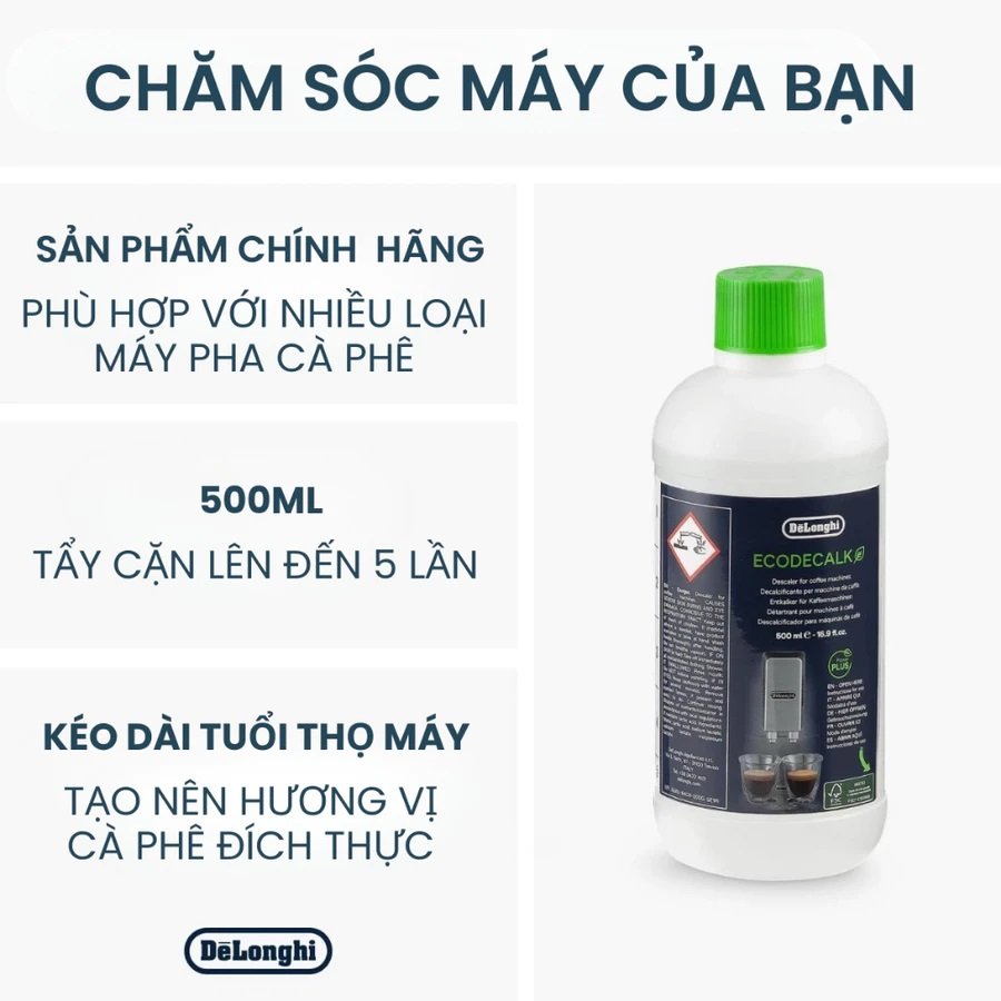 Dung Dịch Tẩy Cặn Máy Pha Cà Phê De’Longhi EcoDecalk DLSC500 500ml