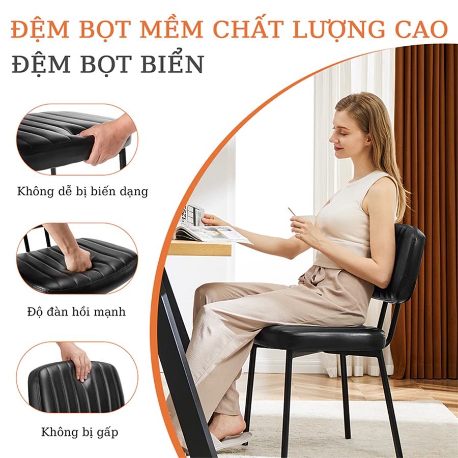 Ghế phòng ăn nệm da hiện đại