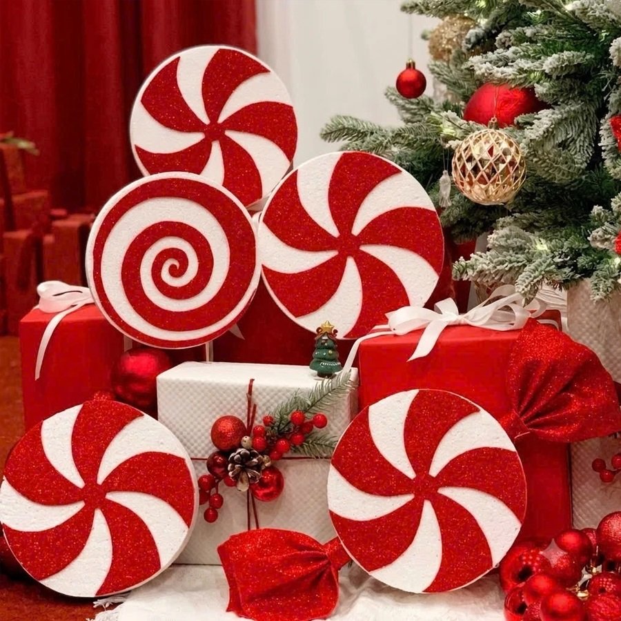 phu-kien-trang-tri-noel-do-trang (3) Phụ Kiện Trang Trí Noel Đỏ Trắng – Kẹo Gậy, Kẹo Xoáy, Nơ Và Quả Châu