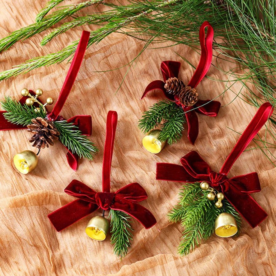 Phụ Kiện Treo Cây Thông Noel Nơ Đỏ Lá Thông Nhiều Mẫu